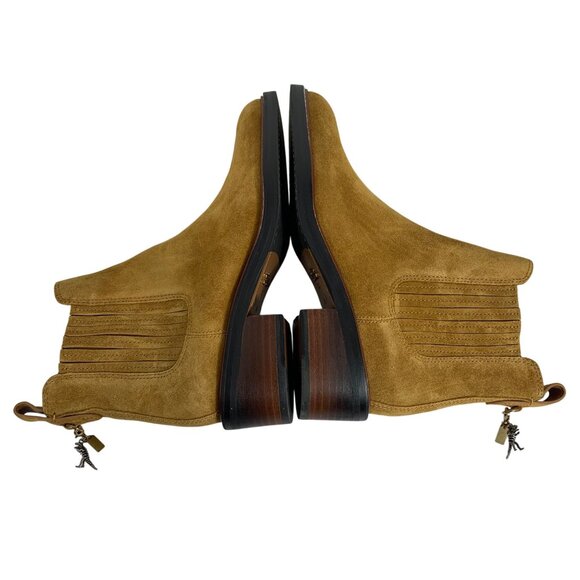 COACH Bowery Chelsea Booties Boots Camel Tan Suede Rexy Charms Womens Size 5 NWO - Picture 5 of 7